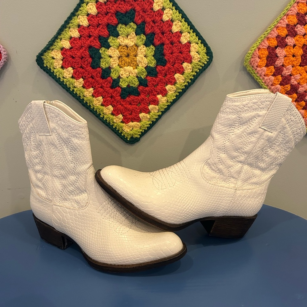 SOLD COCONUTS White Western Ankle Boots